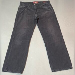 Lucky Brand 34x32 Charcoal Gray Corduroy 361 Vintage Straight 5 Pocket Mens Pant